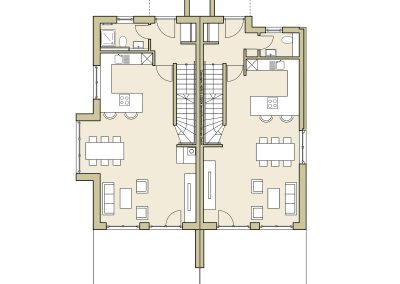 Grundriss von Erdgeschoss von Haus 1 und 2