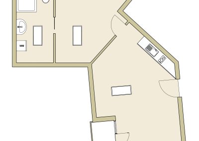 Grundriss der 2 Zimmerwohnung in Etting